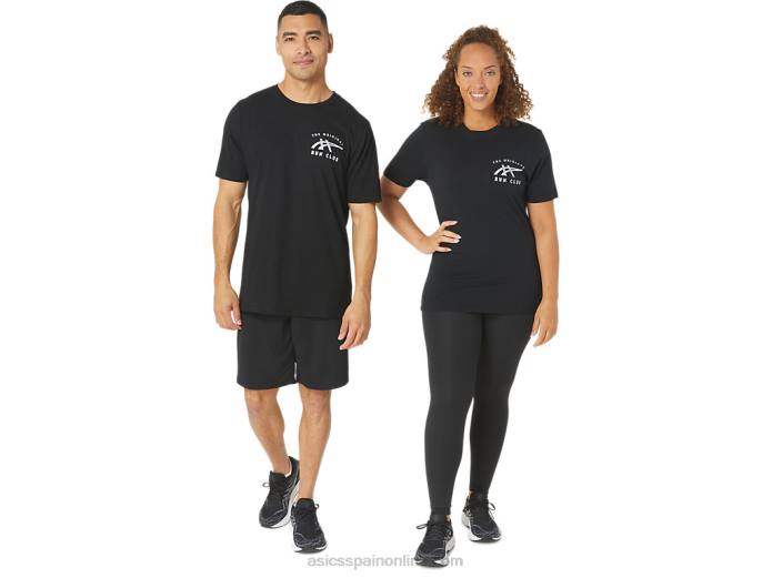 camiseta de manga corta con logo pequeño luminoso de orco Asics 4L68800 rendimiento negro