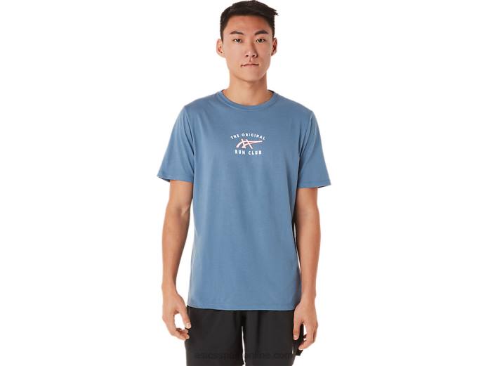 camiseta de manga corta del club de carreras Asics 4L681700 tormenta azul