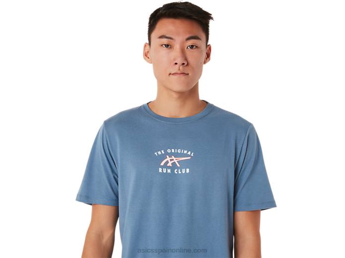 camiseta de manga corta del club de carreras Asics 4L681700 tormenta azul