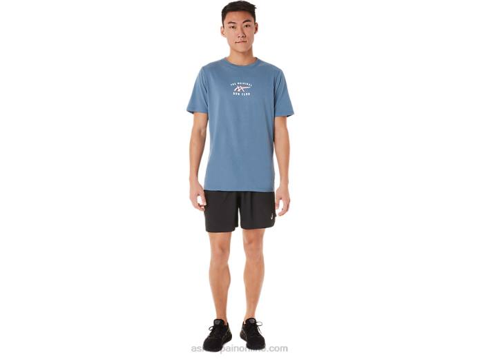 camiseta de manga corta del club de carreras Asics 4L681700 tormenta azul