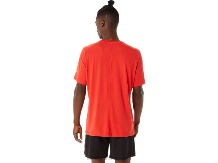 camiseta de manga corta hthr tech para hombre Asics 4L681422 brezo rojo fuego