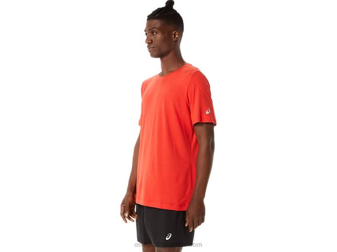 camiseta de manga corta hthr tech para hombre Asics 4L681422 brezo rojo fuego