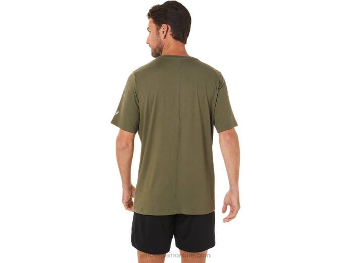 camiseta de manga corta hthr tech para hombre Asics 4L681705 lienzo verde oliva jaspeado