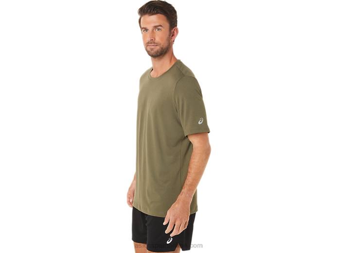 camiseta de manga corta hthr tech para hombre Asics 4L681705 lienzo verde oliva jaspeado