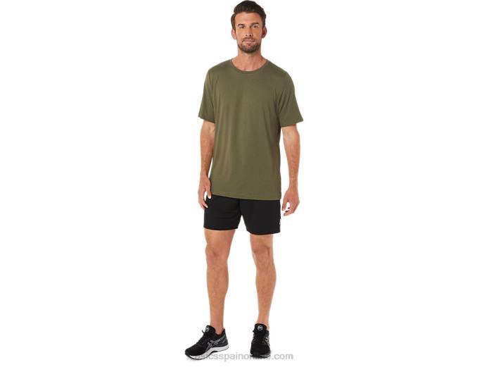 camiseta de manga corta hthr tech para hombre Asics 4L681705 lienzo verde oliva jaspeado