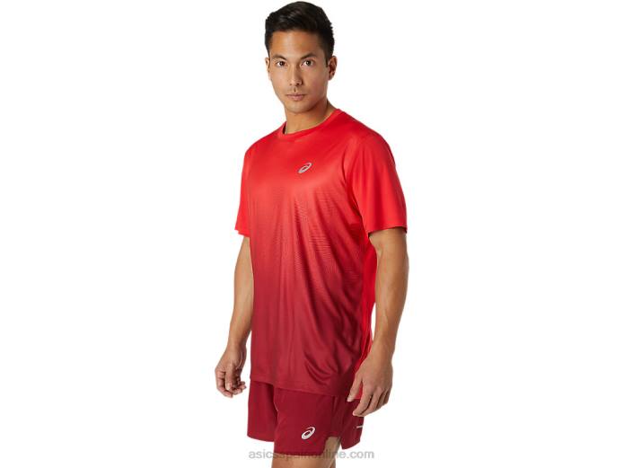 camiseta de manga corta kasane para hombre Asics 4L681778 rojo eléctrico/burdeos