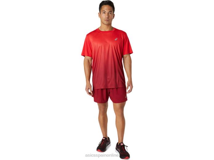 camiseta de manga corta kasane para hombre Asics 4L681778 rojo eléctrico/burdeos
