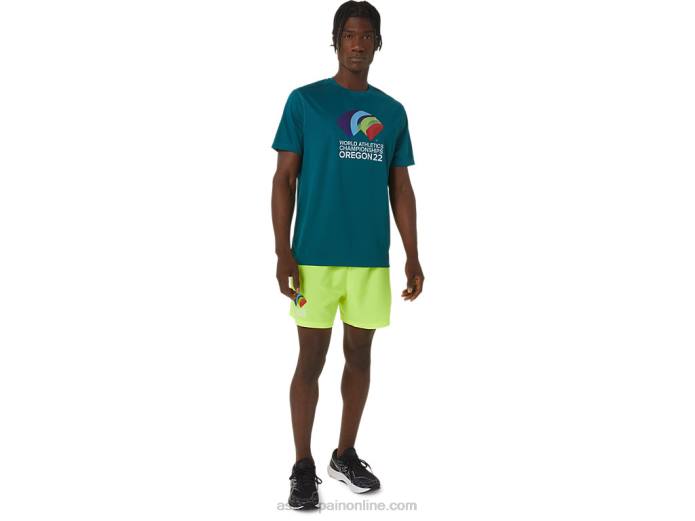 camiseta de manga corta ready-set ii para hombre Asics 4L681235 pino terciopelo