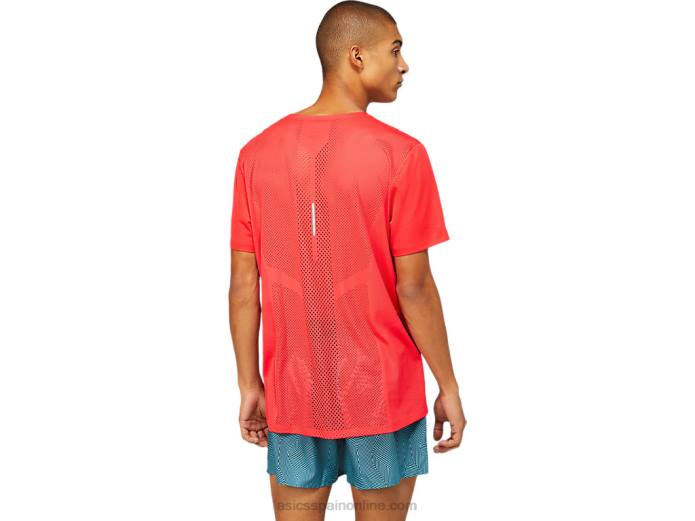 camiseta de manga corta ventilada para hombre Asics 4L681799 rojo electrico