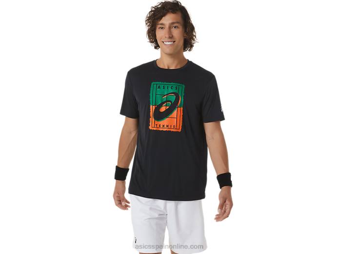 camiseta gráfica court gs para hombre Asics 4L68450 rendimiento negro
