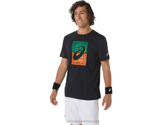 camiseta gráfica court gs para hombre Asics 4L68450 rendimiento negro