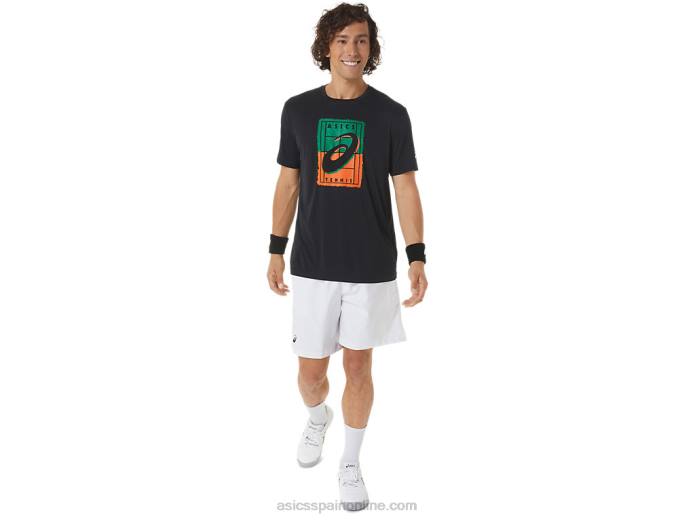 camiseta gráfica court gs para hombre Asics 4L68450 rendimiento negro