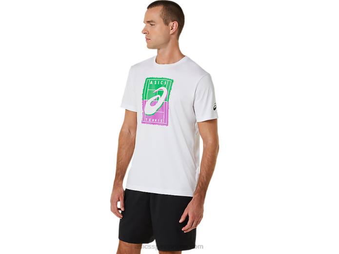 camiseta gráfica court gs para hombre Asics 4L68525 blanco brillante