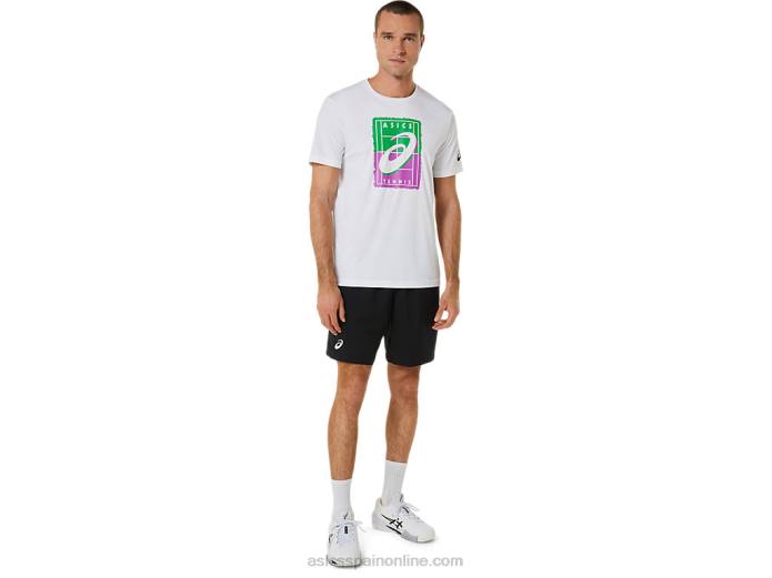 camiseta gráfica court gs para hombre Asics 4L68525 blanco brillante