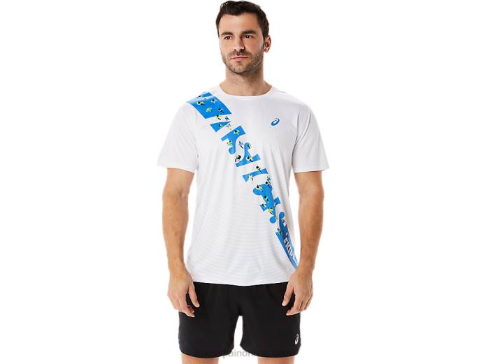 camiseta hombre ekiden manga corta Asics 4L681101 costa blanca/azul brillante