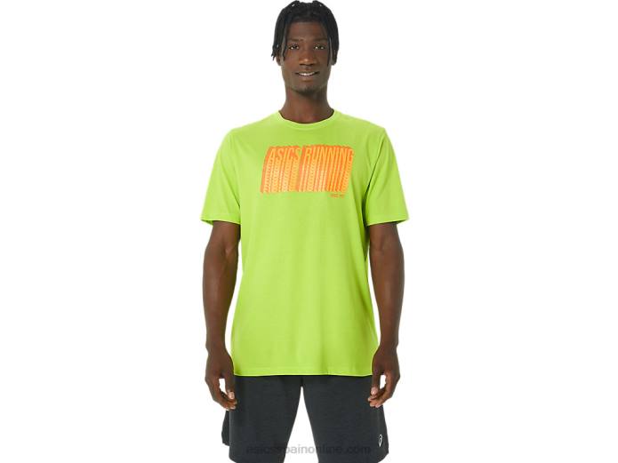 camiseta larga con logo abstracto Asics 4L681033 cáscara de limón