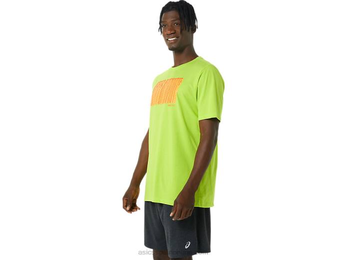 camiseta larga con logo abstracto Asics 4L681033 cáscara de limón