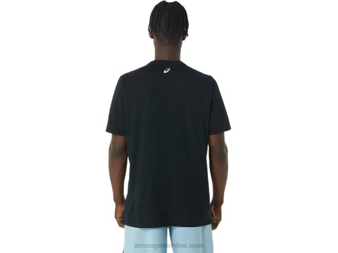 camiseta larga con logo abstracto Asics 4L68795 rendimiento negro