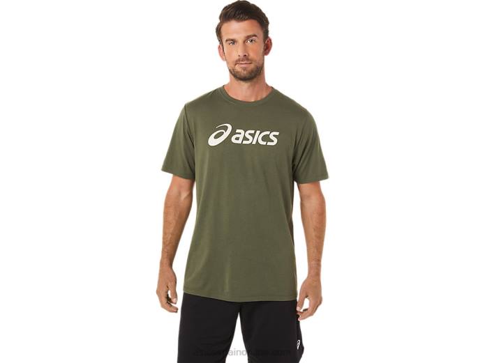 camiseta xg de manga corta con logo de lockup Asics 4L681655 lienzo de oliva