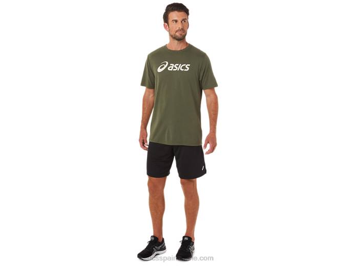 camiseta xg de manga corta con logo de lockup Asics 4L681655 lienzo de oliva