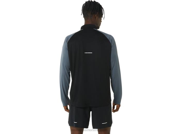 Ícono de hombre de manga larga con 1/2 cremallera Asics 4L68463 negro rendimiento/gris portador