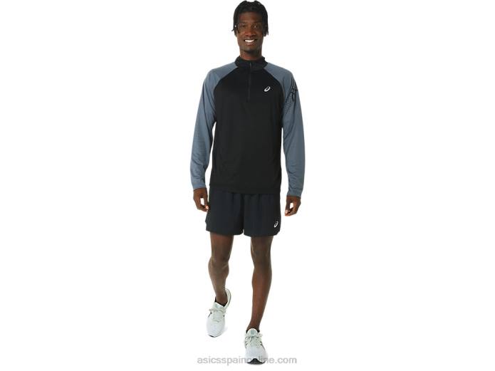 Ícono de hombre de manga larga con 1/2 cremallera Asics 4L68463 negro rendimiento/gris portador