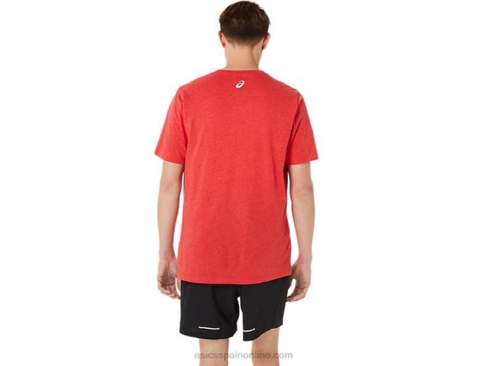 destacada cuarta manga corta Asics 4L681256 brezo rojo clásico