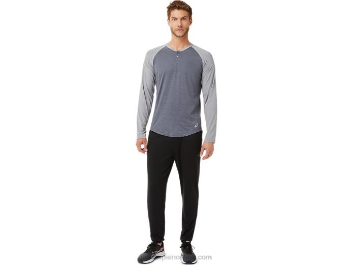 henley de manga larga perforada para hombre Asics 4L682025 gris portador/brezo de yeso