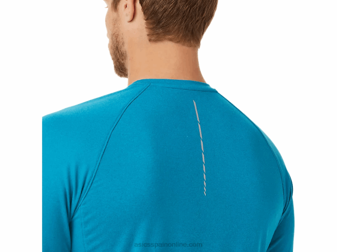 henley de manga larga perforada para hombre Asics 4L682026 brezo azul turquesa
