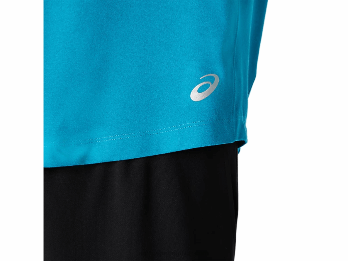 henley de manga larga perforada para hombre Asics 4L682026 brezo azul turquesa