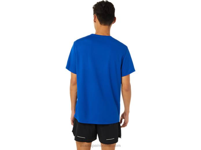 manga corta de la maratón de los hombres Asics 4L681622 azul