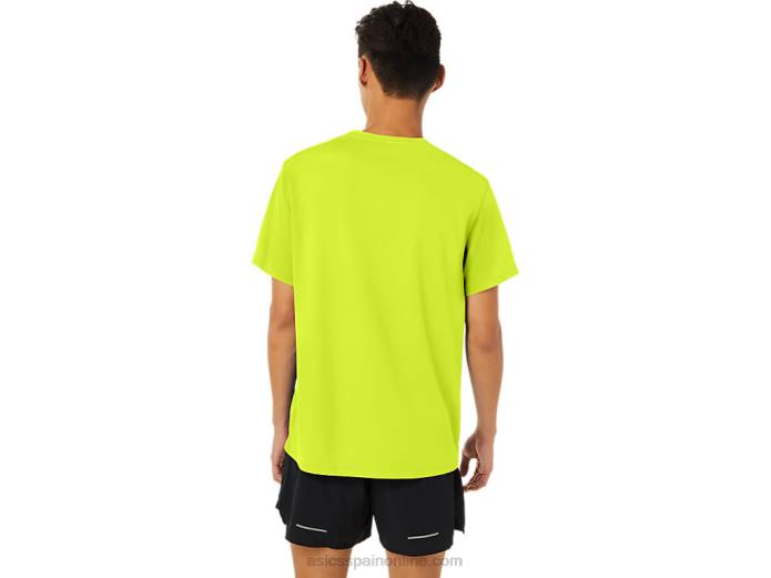 manga corta de la maratón de los hombres Asics 4L681625 amarillo de seguridad