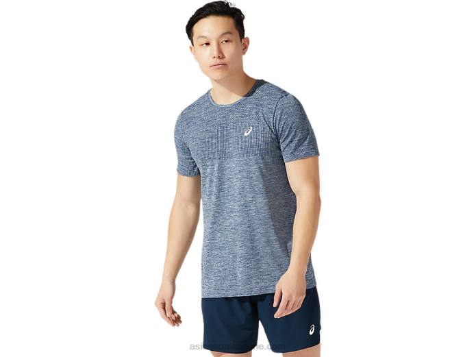 manga corta sin costuras carrera masculina Asics 4L681980 azul francés