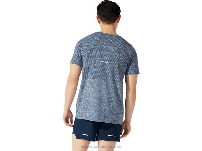 manga corta sin costuras carrera masculina Asics 4L681980 azul francés