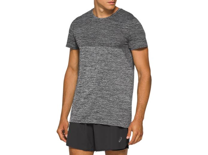 manga corta sin costuras carrera masculina Asics 4L682047 rendimiento negro