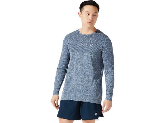 manga larga sin costuras carrera masculina Asics 4L681976 azul francés
