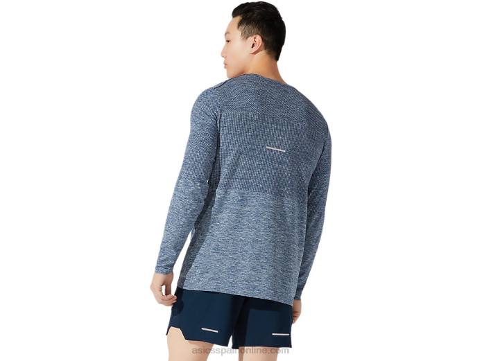 manga larga sin costuras carrera masculina Asics 4L681976 azul francés