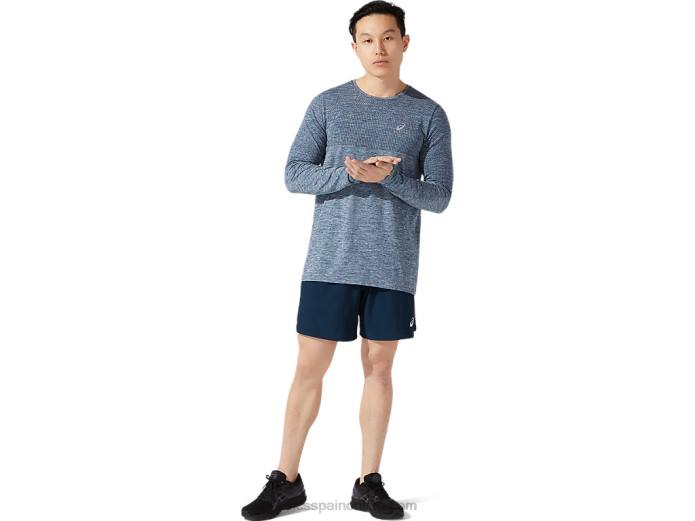 manga larga sin costuras carrera masculina Asics 4L681976 azul francés