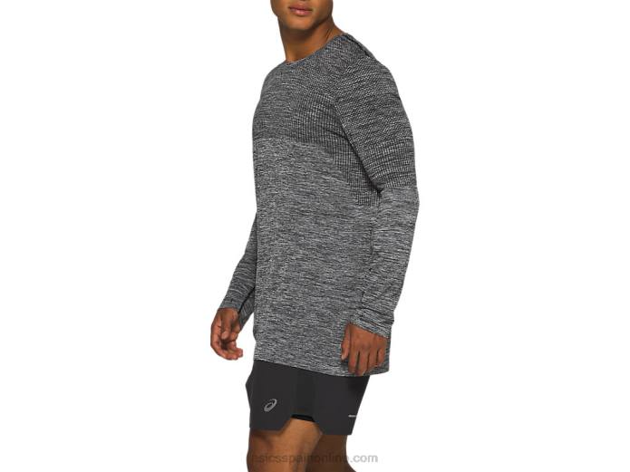 manga larga sin costuras carrera masculina Asics 4L682048 rendimiento negro