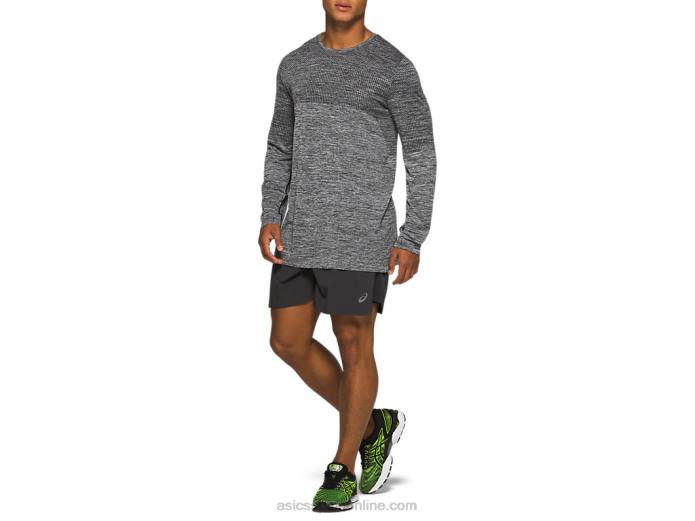 manga larga sin costuras carrera masculina Asics 4L682048 rendimiento negro