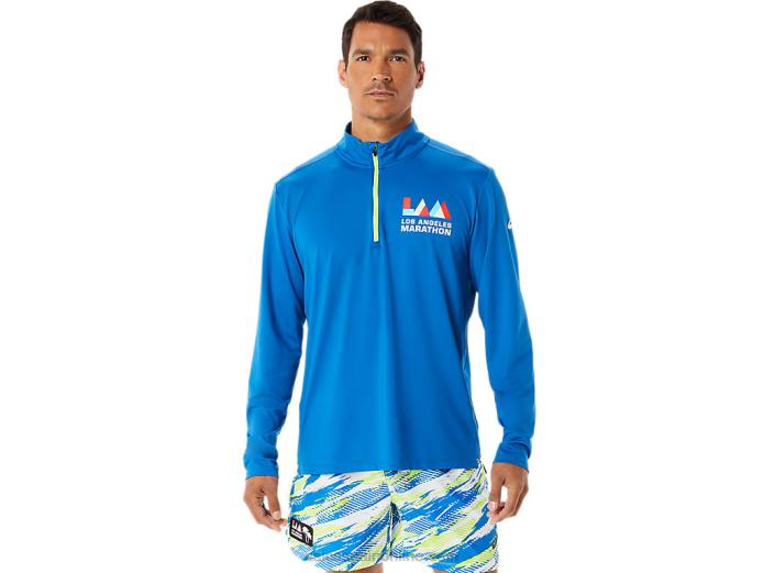 media cremallera para hombre lista para usar Asics 4L681339 unidad de lago/peligro verde