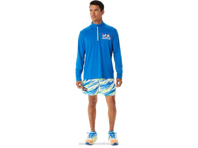 media cremallera para hombre lista para usar Asics 4L681339 unidad de lago/peligro verde