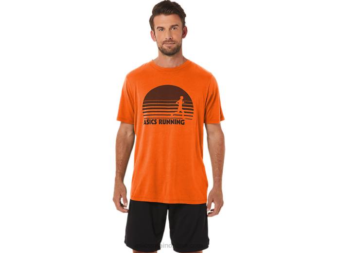playera con gráfico de corredor del amanecer Asics 4L681186 caléndula naranja brezo