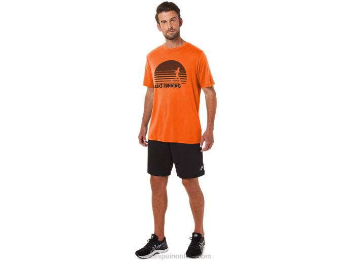 playera con gráfico de corredor del amanecer Asics 4L681186 caléndula naranja brezo
