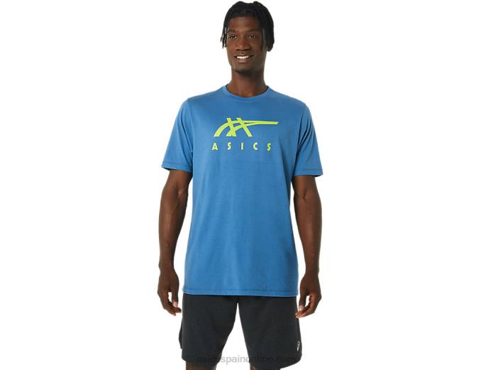 playera de manga corta a rayas Asics 4L681085 azur