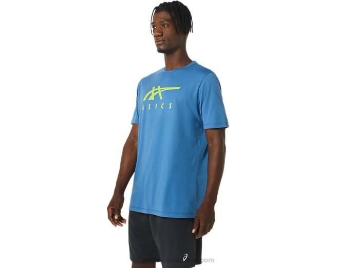 playera de manga corta a rayas Asics 4L681085 azur