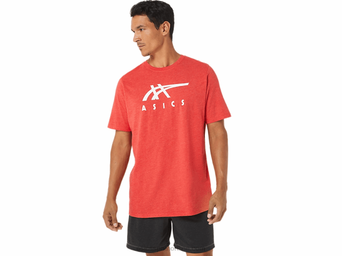playera de manga corta a rayas Asics 4L681255 brezo rojo clásico