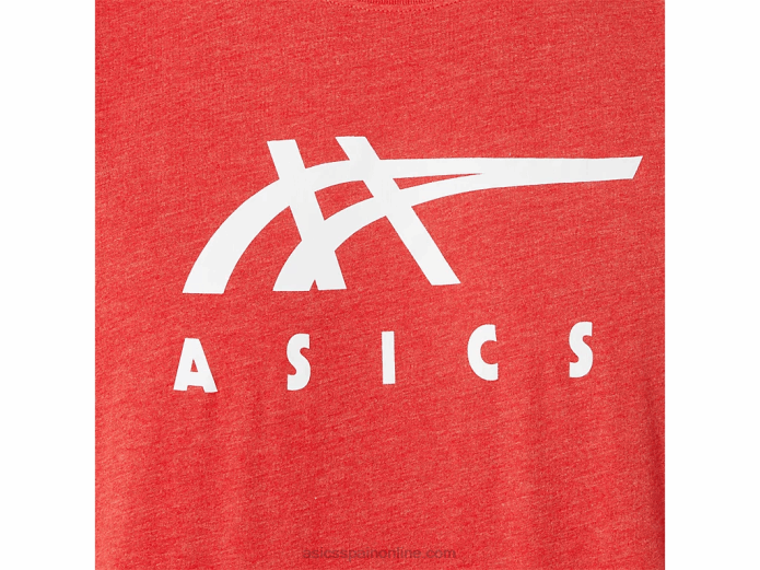 playera de manga corta a rayas Asics 4L681255 brezo rojo clásico