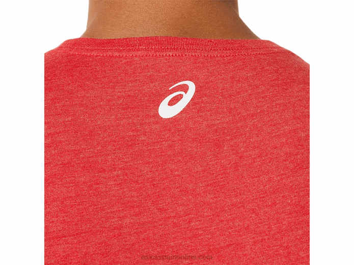 playera de manga corta a rayas Asics 4L681255 brezo rojo clásico