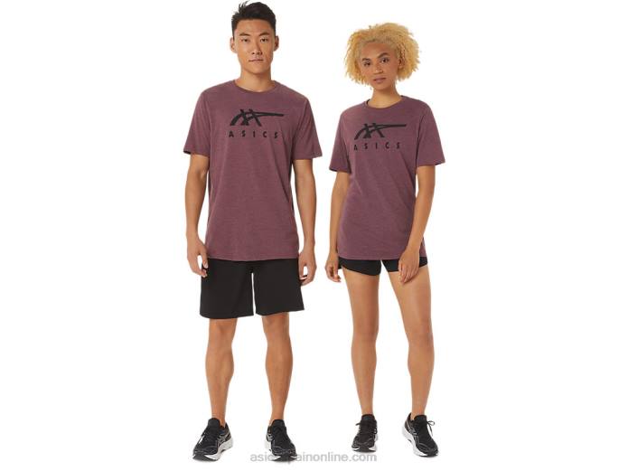 playera de manga corta a rayas Asics 4L681643 Brezo profundo de Marte